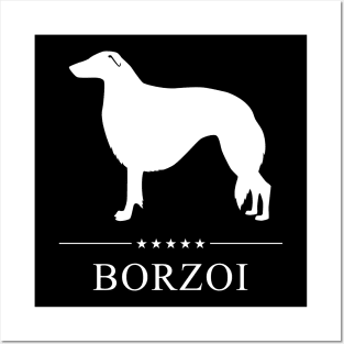 Borzoi Dog White Silhouette Posters and Art